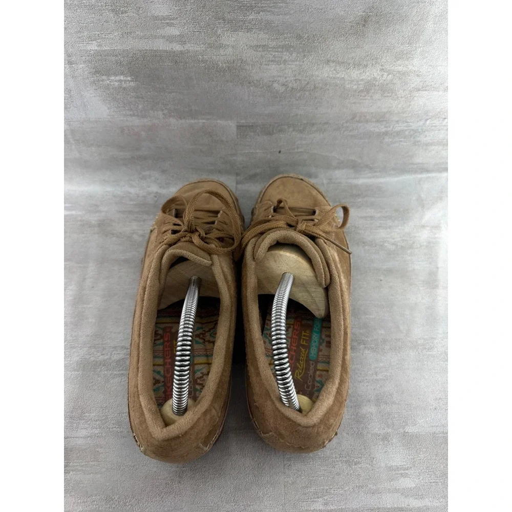 Skechers Relaxed Fit Suede Leather Sneakers Brown 44703 Women Sz 8 Lace Up Shoes